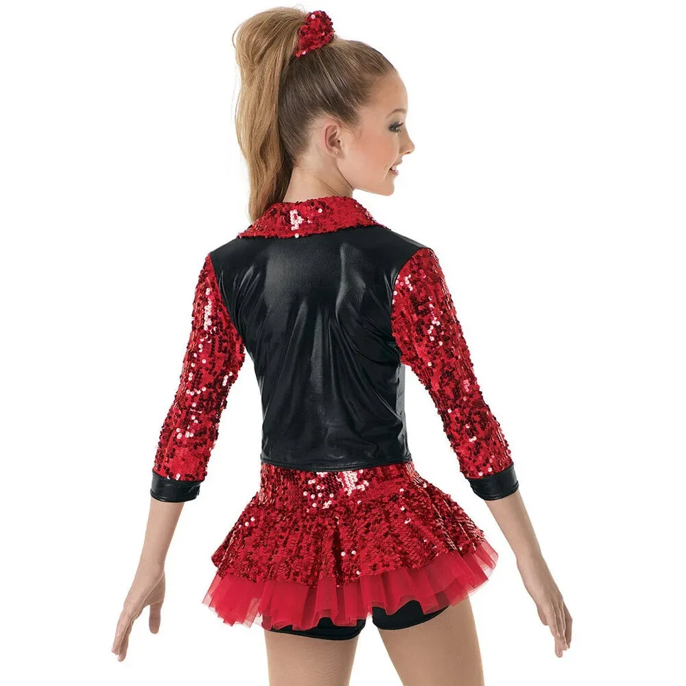 Pre-Owned Dance Costume Weissman 8699 Small Child Pink Jacket Tutu Jazz Sequin